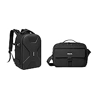 MOSISO Camera Backpack Bag Case, DSLR/SLR/Mirrorless Insert Protection Photography Bag Full Open Waterproof Hardshell & Camera Crossbody Shoulder Messenger Bag Compatible with Canon/Nikon/Sony, Black