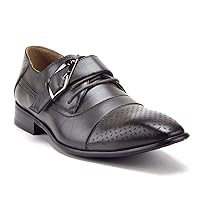 Men's 08822 Perforated Cap Toe Monk Strap Lace Up Oxfords Dress Shoes