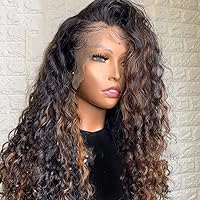 Blonde Highlight Wig 180 Density HD Transparent 13X6 Deep Part Glueless Lace Front Wig 1B 30 Colored Curly Brazilian Human Remy Hair Wigs for Black Women Pre Plucked with Bleached Knots