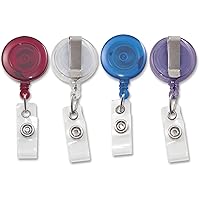 ADVANTUS Translucent Retractable ID Card Reel with Belt Clip, 30-Inch Extension, Pack of 4, Assorted Colors (75464)