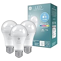 GE LED+ Color Changing LED Light Bulbs with Remote, 9.5W, No App or Wi-Fi Required, A19 (3 Pack)