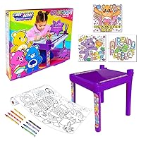 Care Bears Desk for Coloring Activity, Kids Table Has Built-in Roller with 16-feet Paper Coloring Roll, Includes Containers for Storage and 8 Jumbo Crayons, for Age 6 and Up