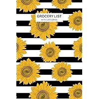 Grocery List With Categories: Organized by 11 Category Section Making It Easy to Jot Items Down as Well as Find Them Small Size Cute Gift for Yellow Sunflower Lover