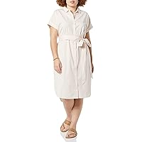 Amazon Essentials Women's Relaxed Fit Short Sleeve Button Front Belted Shirt Dress