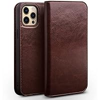 Wallet Case for iPhone 13 Pro, Handmade Genuine Leather Phone Case TPU Shell with Card Holder Kickstand Folio Flip Cover for iPhone 13 Pro 6.1 inch (Color : Brown)