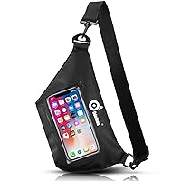 Odoland Waterproof Phone Pouch with Adjustable Waist Strap, IPX8 Screen Touch Sensitive Floating Marine Dry Bags, Lightweight Running Belt Fanny Pack for Swimming Kayaking Boating Men Women, Black
