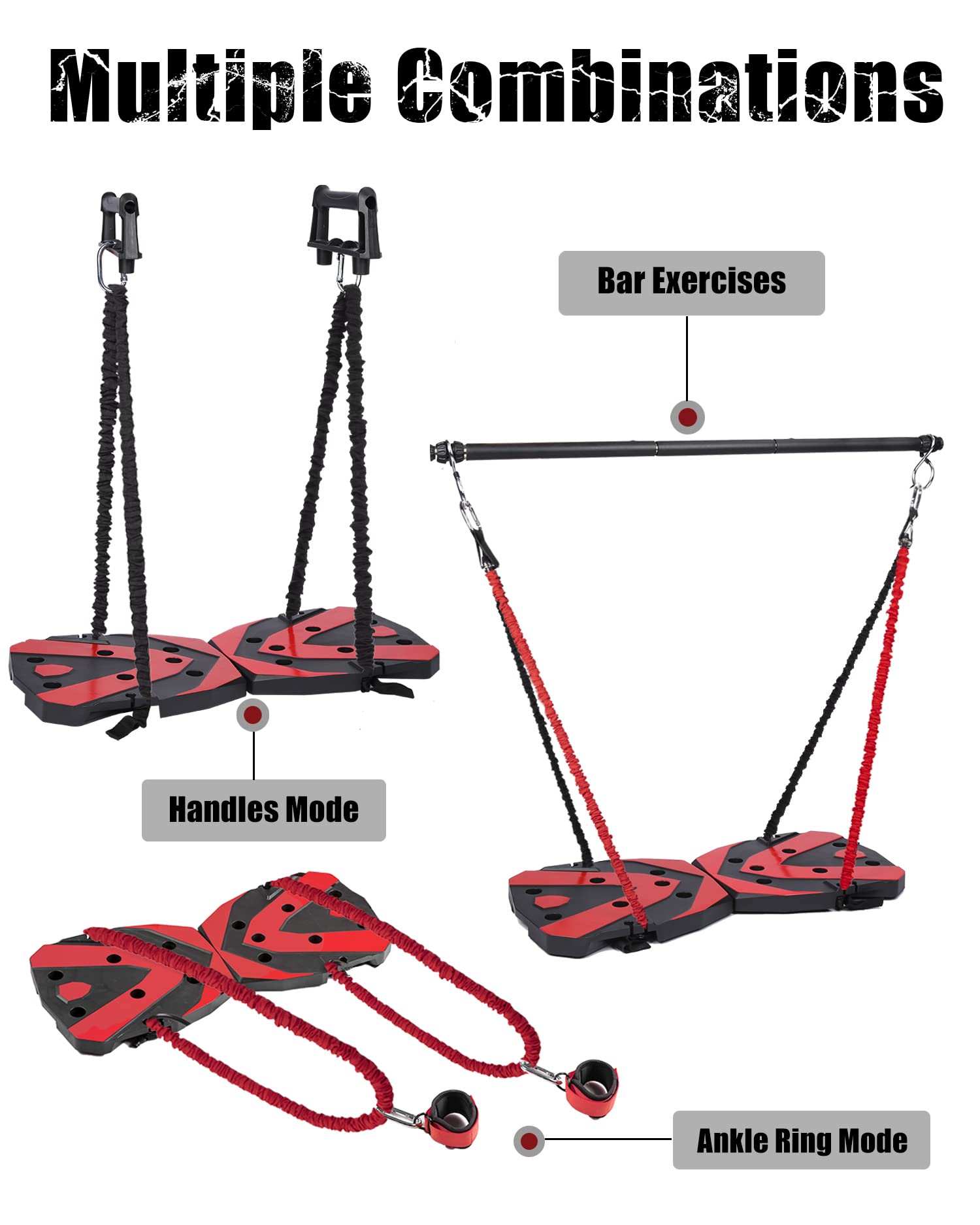 Portable Home Gym Workout Equipment with 12 Exercise Accessories Including Heavy Resistance Bands,Abs Workout,,Push-up Stand, Tricep Bar,Pilates Bar and More for Full Body Workouts System Men Women