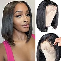 Bob Wig Human Hair 13x4 HD Lace Front Wigs Human Hair Pre Plucked 180% Density Free Part Short Bob Wig With Baby Hair Straight Bob Lace Front Wigs Human Hair for Women（12in）