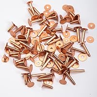 WUTA 100 Pcs Copper Rivets & Burrs, Leather Copper Rivet Fastener Solid Brass Rivets Studs Permanent Tack Fasteners for Leather Craft, Belts, Halters, Bridles (Copper, 12 x14mm)