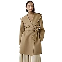 LilySilk Wool Cashmere Blend Womens Coat Short Hoodie Winter Coats Casual with Matching Belt & Insert Silk Pocket