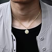 A-F Necklace For Women Men Couple Gold Adjustable Chain Coin Letter Alphabet Pendant Necklaces Classic Collar (D)