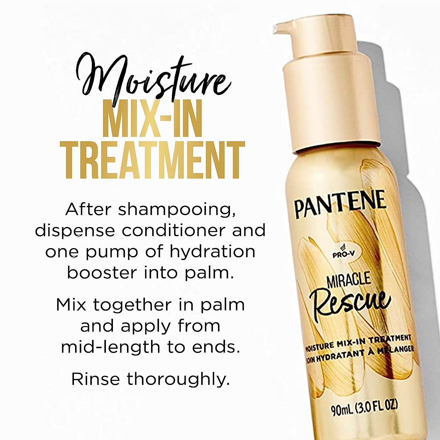 Pantene Hair Spray Miracle Rescue Leave In Conditioner Spray & Mix-In Treatment, Boost of Hydration for Damaged Hair, 5.7 Fl Oz and 3 Fl Oz Each