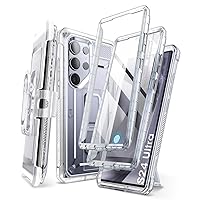 SUPCASE for Samsung Galaxy S24 Ultra Case with Stand, [Unicorn Beetle Pro] [2 Front Frames] [Built-in Screen Protector & Belt-Clip] Military-Grade Protection Phone Case for Galaxy S24 Ultra, Clear
