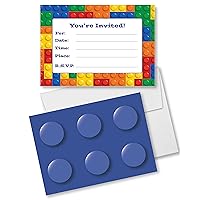 Building Blocks Party Invitations 12 Pack Size 6 Inches X 4 Inches