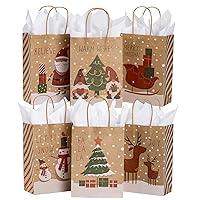 Loveinside Christmas Gift Bags with Tissue Paper and Six Designs for Christmas, Holiday and Party - 6