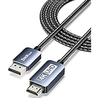 DisplayPort to HDMI Cable 4K 60Hz, Dockteck DP to HDMI Cable 8ft, High Speed Display Port Cable UHD Monitor Cord, Unidirectional Male Braided Cord for DELL/HP/Samsung/TV/PC/Laptop/More