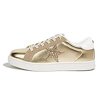 LUCKY STEP Fashion Star Glitter Sneakers | Sparkly Bling Shiny Bedazzled Wedding Bridal Shoes for Women