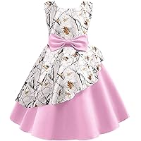 YINGJIABride Satin and Camo Ball Flower Girl Dresses Little Quince Ball Dress with Bow