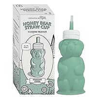 Honey Bear Straw Cup Silicone for Babies (Green), 8 oz. Dishwasher Safe Baby Straw Cup, Food Grade Silicone, Honeybear Sippy Cup for Ages 4+ Months, Trainer Straw Cup for Toddlers 1-3