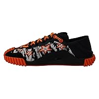 Dolce & Gabbana Black Orange Fabric Lace Up Sneakers NS1 Men's Shoes