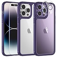 TAURI 5 in 1 for iPhone 14 Plus Case Purple, [Military-Grade Drop Protection] Slim Shockproof Phone Lanyard Case 6.7 inch