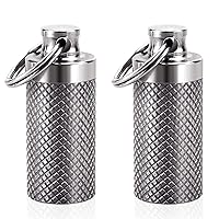 Keychain Pill Holder (2 Pack), Titanium Minsize Waterproof Pill Container/Case for Purse or Pocket, Portable Small Pill Box Organizer Pill Fob Medicine for Outdoor Travel Camping