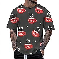 Men Heart Valentines Day Shirt Graphic Novelty Love Heart T-Shirt Summer Casual Gifts for her or for him T-Shirt