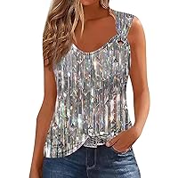 Off The Shoulder Tops for Women Metal Buckle Collar Summer Tank Sleeveless V Neck Curved Shirts Striped Print Clothes