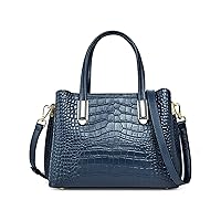 Designer Crocodile Pattern Genuine Leather Purses and Handbags for Women Ladies Top-Handle Satchel Tote Bags Shoulder Bag