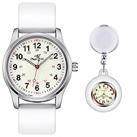 SIBOSUN Wrist Watch for Nurse, Medical Students, Doctors - Unisex Easy to Read Watches Watches for Women Nurse Watch Silicone Retractable Fob Clip on Watch for Women Nurses