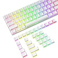 Pbt Keycaps, Cherry Shaft Mechanical Keyboard Keycap, Compatible with Most Mechanical Keyboards, Double Shot Pudding - Style Keycaps, MX STEMS Gaming Keyboard key cap, Standard Iso 108 Keys -White
