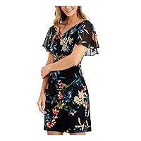 Connected Apparel Womens Plus Floral Print Knee-Length Sheath Dress