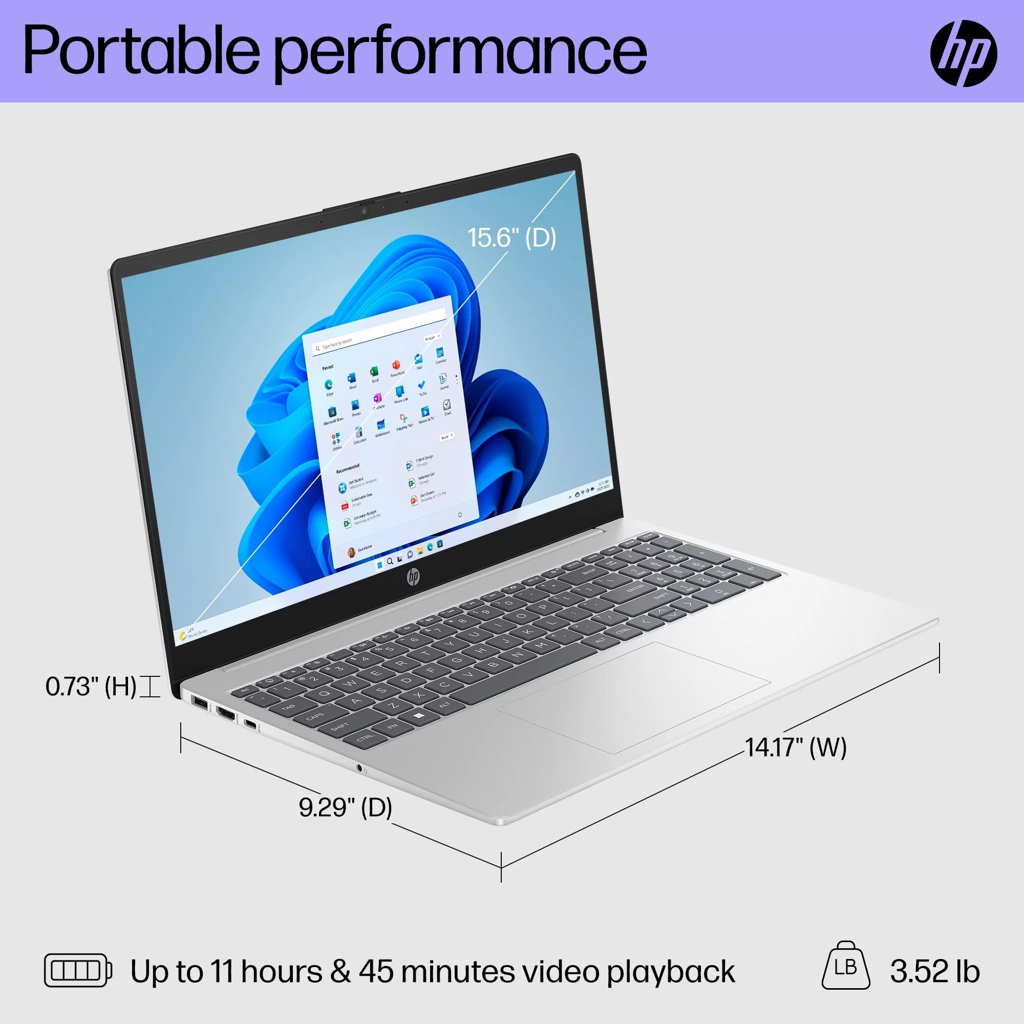 HP Flagship 15.6 HD Laptop Computer, Intel Quad-Core Pentium N200 (Beat N6000), 8GB RAM, 128GB SSD, WiFi, Webcam, Fast Charge, HDMI, 1 Year Microsoft Office 365, Win 11, w/GM Accessory, Silver