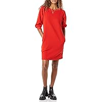 Amazon Essentials Women's Fleece Blouson Sleeve Crewneck Sweatshirt Dress (Available in Plus Size)