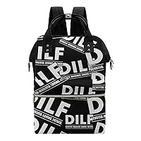 DILF Devoted Involved Loving Father Diaper Bag Backpack Multifunction Travel Backpack Large Capacity Waterproof Mommy Bag Black-Style