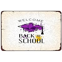 Back to School Metal Tin Sign Colorful Back to School New Semester Iron Painting for School Corridor Wall Outdoor Indoor Tin Sign Home Galeries Decoration 8x12 inch