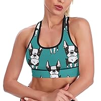 Boston Terrier Dogs Fashion Sports Bras for Women Yoga Vest Underwear Crop Tops with Removable Pads Workout