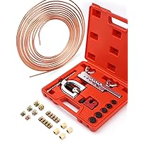 25 ft 3/16 Copper Coated Brake Line Kit (Includes 16 Fittings and 4 Unions Brake Line Fittings) + Double & Single Flaring Tool Kit