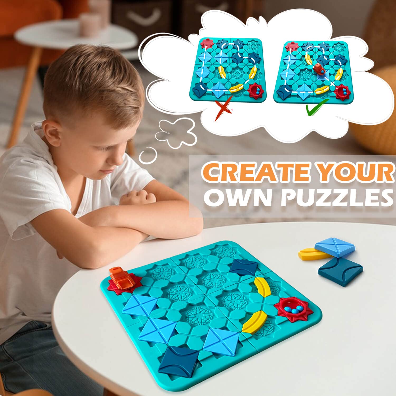 Logical Road Builder Game - 4 Difficulty Levels and 118 Challenge Stages Smart Brain Teaster Puzzles for Kids, Learning Toys for 4-8 Year Old Educational Birthday Gifts Boys Girls STEM Activity