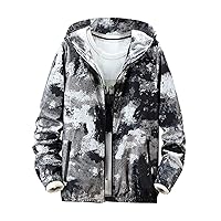 DuDubaby Mens Lightweight Jackets Autumn Casual Camouflage Printing Plus Size Hoodie Two Sided Wear Thin Coat