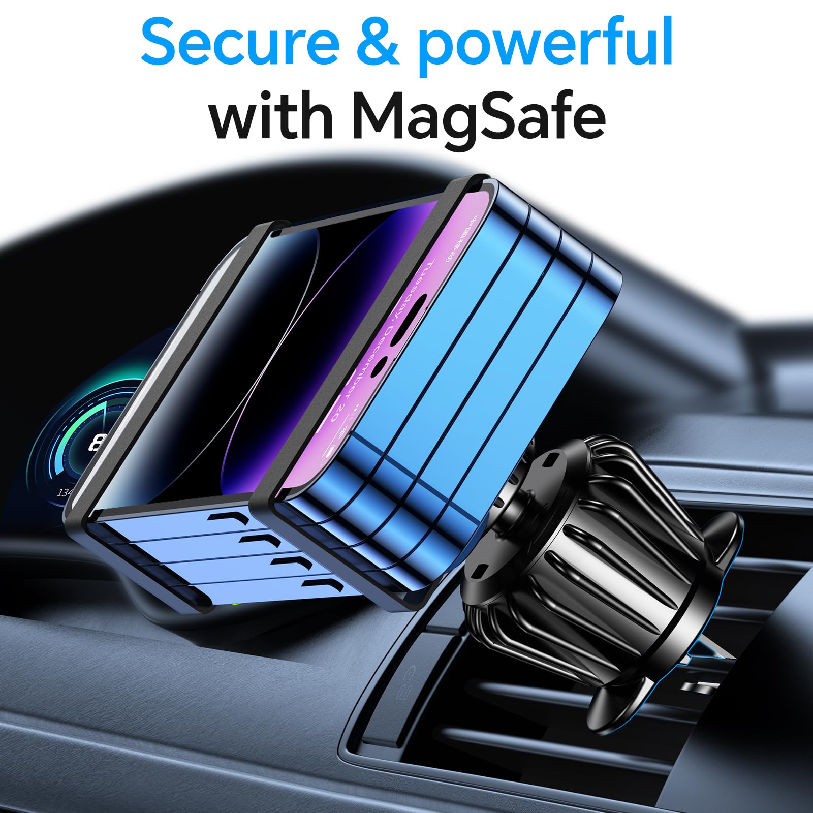 【2-Pack】 for iPhone Magsafe Phone Mount,【 Stronger Magnets 】 Magnetic Phone Holder for Car Dashboard【 360° Rotation 】 Mag Safe car Mount for Car Dash Fit iPhone 14 13 12 Pro Max Plus for MagSafe Case