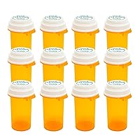 Prescription Reversible Thumb Tab Vials,Pill Bottles with Child Resistant Cap,Empty Medicine Bottles with Caps,Medicine Container for Personal Medication & Pharmacy.(16dram,12pcs)