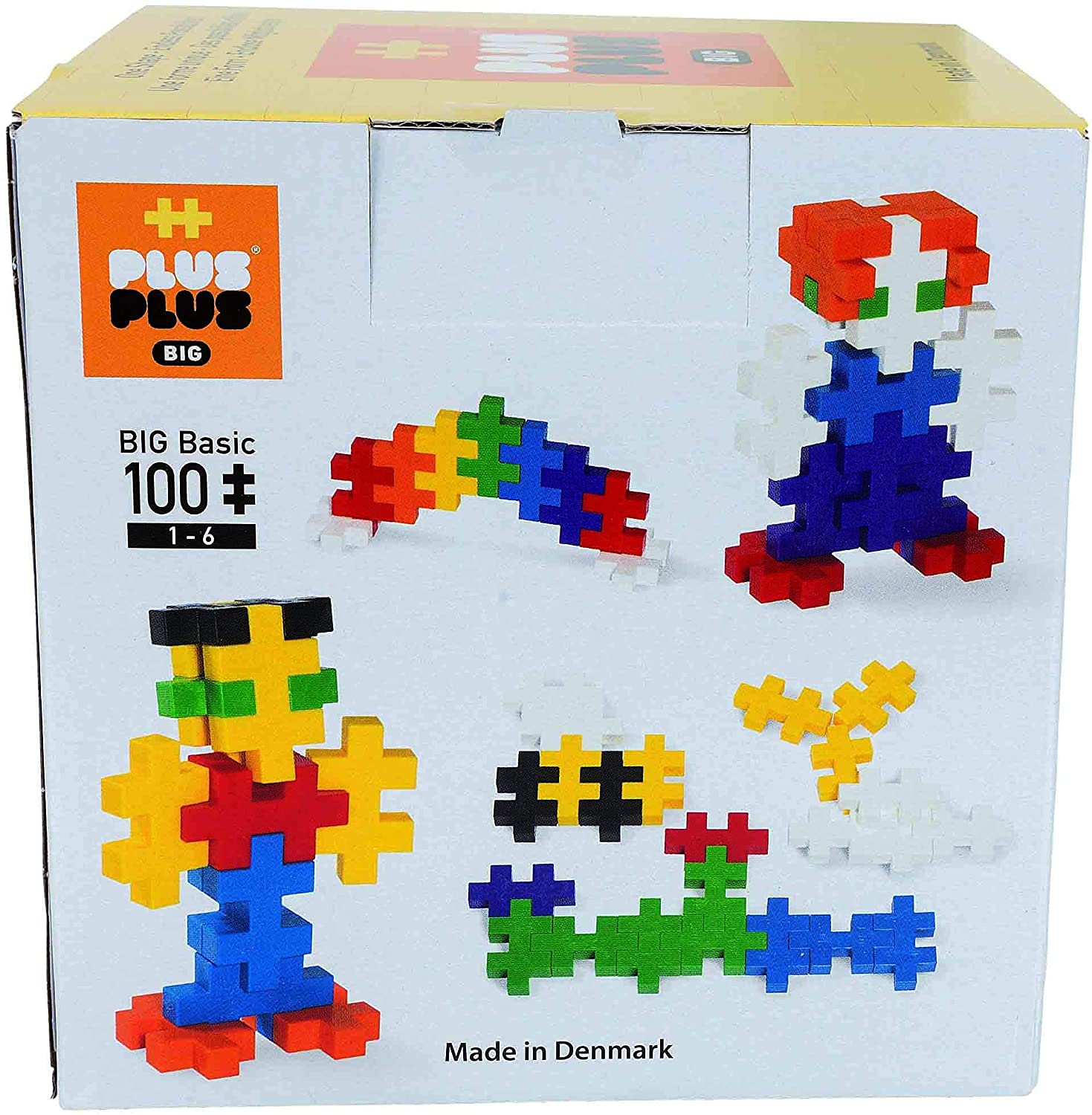PLUS PLUS BIG - Open Play Set - 100 Piece - Basic Color Mix, Construction Building Stem Toy, Interlocking Large Puzzle Blocks for Toddlers and Preschool