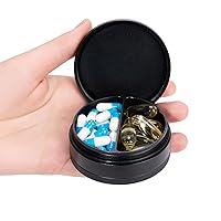 2 Compartment Metal Pill Box - Waterproof Aluminium Travel Pill Case Daily Purse Pocket Medicine Container, Portable Pill Organizer Holder for Medication, Vitamins, Fish Oils