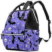 Skulls Bats Trees Moon and Stars Diaper Bag Backpack Baby Nappy Changing Bags Multi Function Large Capacity Travel Bag