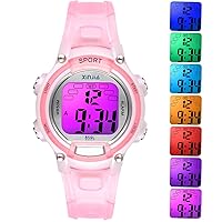 Edillas Kids Watches Digital for Girls Boys,7 Colors Light Wristwatch for Child Waterproof Sport Outdoor Multifunctional Wrist Watches with Stopwatch/Alarm for Ages 4-15