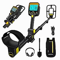 Metal Detector for Adults Professional, Rechargeable Lithium Battery Powered,Wireless Adjustable Retractable Foldable Metal Detector Waterproof High Accuracy Gold Detector, Backlit LCD Display