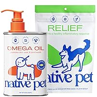 Native Pet Omega Oil for Dogs - Dog Fish Oil Supplements & Relief - Anti-Inflammatory Chews for Dogs | 60 Dog Chews | 8 oz. Omega Oil | Best Dog Arthritis Supplement & Dog Joint Pain Relief