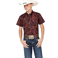 Cinch Western Shirt Boy Short Sleeve Paisley Printed Button MTW7140028