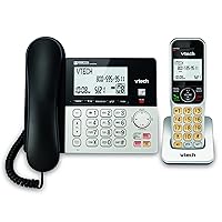 VTech VG208 DECT 6.0 Corded/Cordless Phone for Home with Answering Machine, Call Blocking, Caller ID, Large Backlit Display, Duplex Speakerphone, Intercom, Line-Power, Expandable to 5HS (Silver/Black)